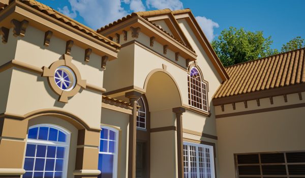 Spanish Style 3D Exterior Front View-3-min
